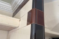 6"x6" craquelle engobe plain victorian wall tiles with teapot brown (light&dark) curved corner tile detail