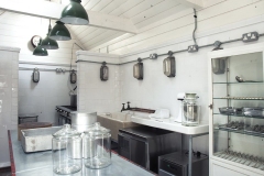 Tin white tiles in commercial kitchen