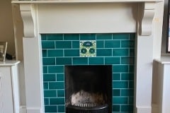 Turquoise tiles with De Morgan Bedford Park Daisy