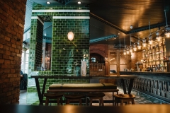 Olive 6"x3" brick tiles with tin white border