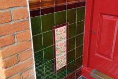 Porch 7 with skirting and dado. Central William De Morgan Bedford park daisy feature