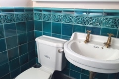Turquoise bathroom tiles with tulip border and dado