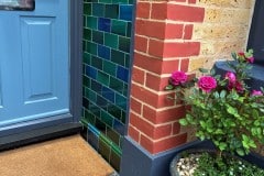 Mixed shades of blue and green debenham blend tiles for storm porch