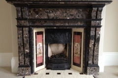 Geometric pattern tiled hearth