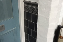 Dark grey porch (porch 8 design) tiles with tulip border, dado and skirting