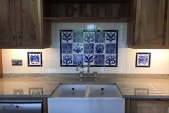 Mixture of decorate William De Morgan tiles for kitchen