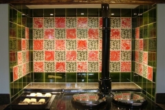 William De Morgan red animals with vertical leaf spacers and olive surround