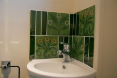 William Morris Findon daisy and buttercup tiles in green