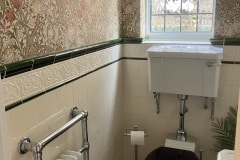 Tin white 6"x6" tiles with tulip border and olive dado