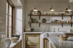 Tin white 6"x3" tiles set as Flemish Bond complete with curved external and internal corners and curved skirting to floor. Bespoke design and make by Artichoke Ltd. Photography: Christopher Horwood