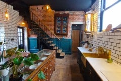 Tin white field tiles with black grout