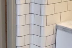 Picture showing internal and external curved corner tile accessories