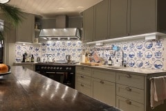 Mixed Delft victorian reproduction tiles with common corner motifs