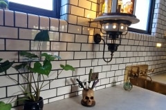 Tin white field tiles with black grout