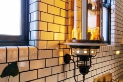 Tin white field tiles with black grout