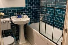 6"3" bathroom wall tiles in turqoise with dado