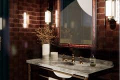 Light teapot brown 6"x3" tiles for powder room