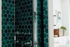 Turquoise hexagon shower tiles