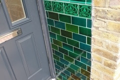 Debenham Green Blend Porch Tiles with tulip Border and dado