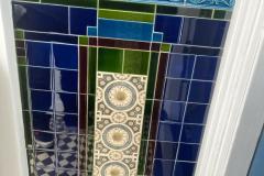 Entrance porch with Printed and Tinted feature tiles with skirting, tulip border and dado
