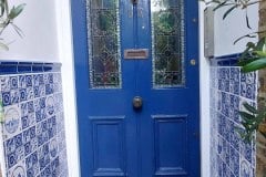 Porch tiles with William Morris Longden design