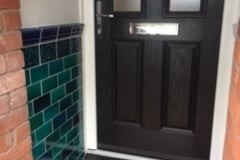 Debenham blend porch tiles 6"x3" with tulip border, skirting and dado