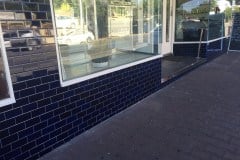 Dark blue external tiles for shop facade