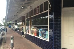 Dark blue external tiles for shop facade